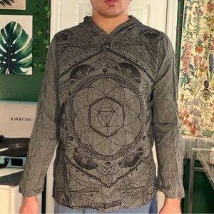 Men's Charcoal Geometric Hoodie